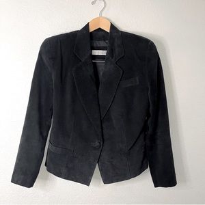 Vintage Evan Davies Suede Leather Cropped
Jacket Blazer Black